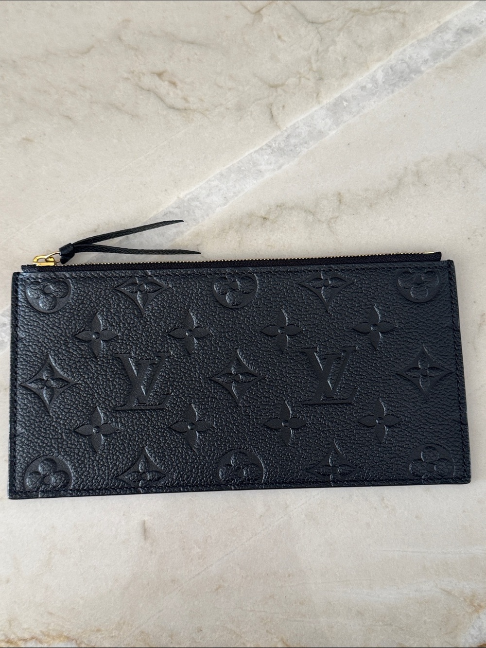 Louis Vuitton LV Felicie Black Embossed Monogram Zip Pouch brand new NWOT